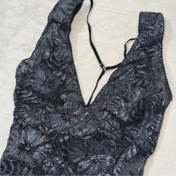 Victorias Secret black lace metallic body suit - Picture 2 of 5